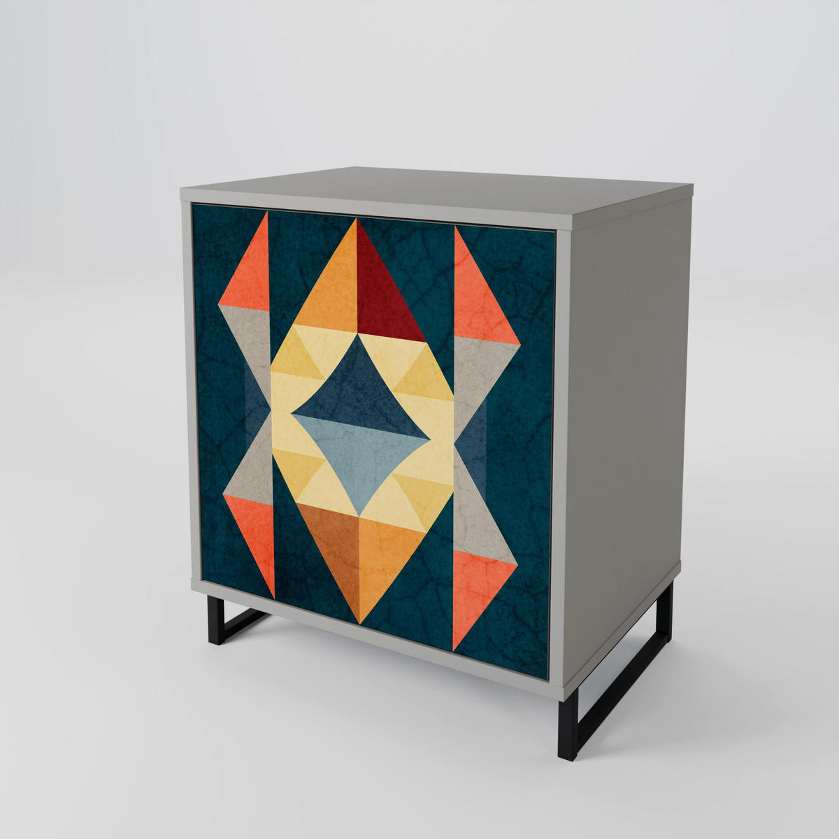SIDEBOARD CRACKED ILLUSION, Grau, 57,5x42x57,5 cm, Ohne Füße - Multicolor/Grau, Holzwerkstoff (57.5/57.5/42cm) - SpaceRebels