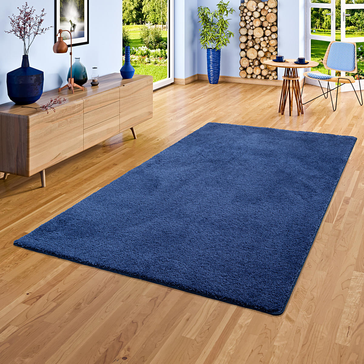 HOCHFLOR SHAGGY TEPPICH PALACE - Dunkelblau, Textil (140/200cm) - Snapstyle