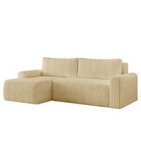 ECKSOFA MILO SMALL mit Schlaffunktion und Bettkasten, Links - TILIA 08 - Creme, Holz (240/142cm) - Dekori_Interiors