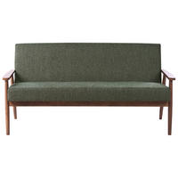 SOFA 3-Sitzer Dunkelbraun/Grün Esrum - Dunkelbraun/Grün, Holz/Textil (151/79/72cm) - Beliani