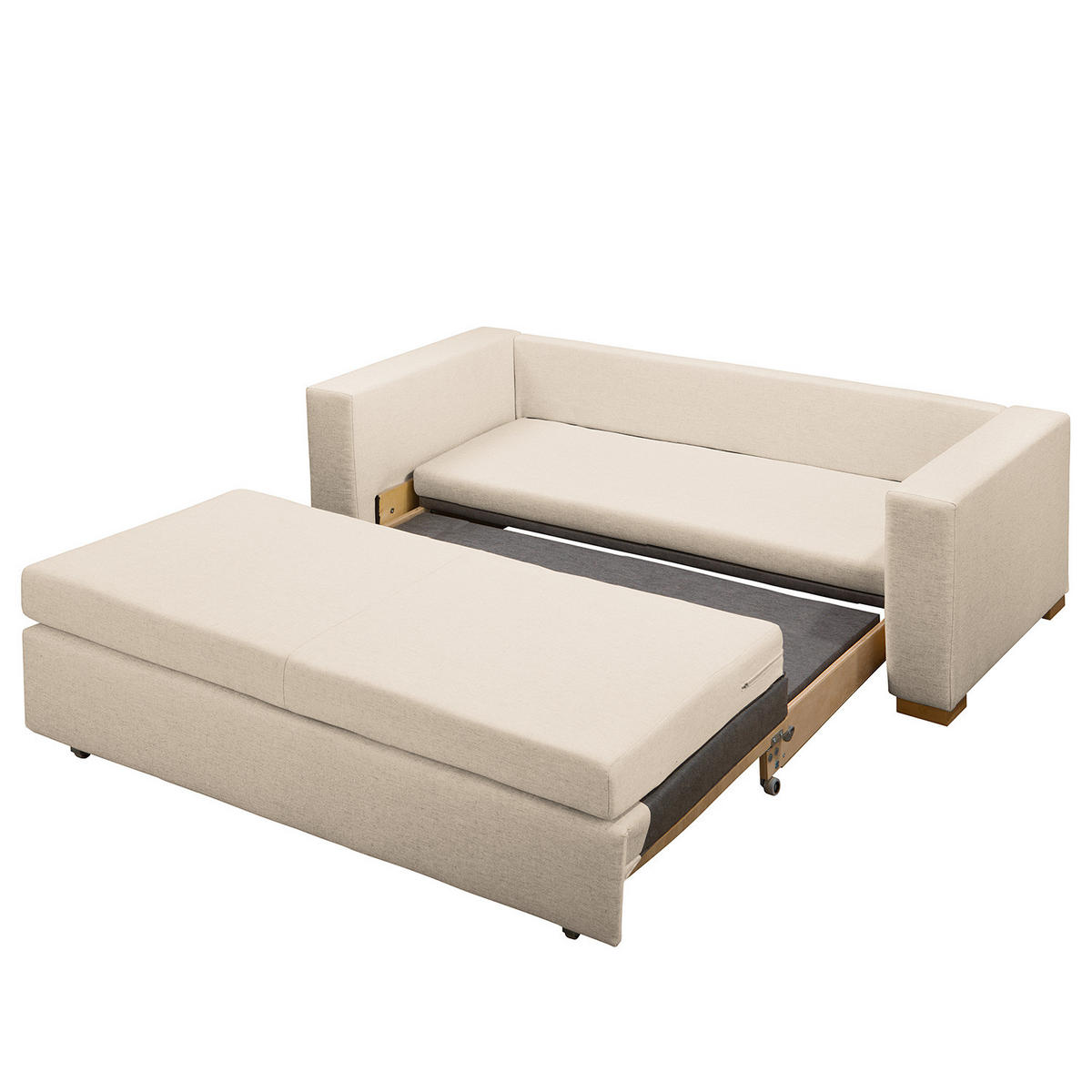SCHLAFSOFA - Hellbraun/Kaschmir, Textil (193/90/90cm) - home24