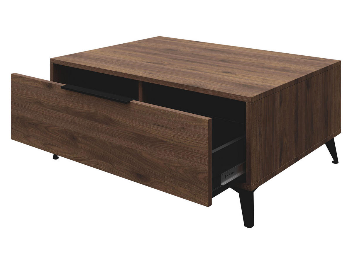 COUCHTISCH Xylix Bis 1SZ - Nussbaumfarben/Schwarz, Holzwerkstoff/Metall (75/104/45cm) - MIRJAN24