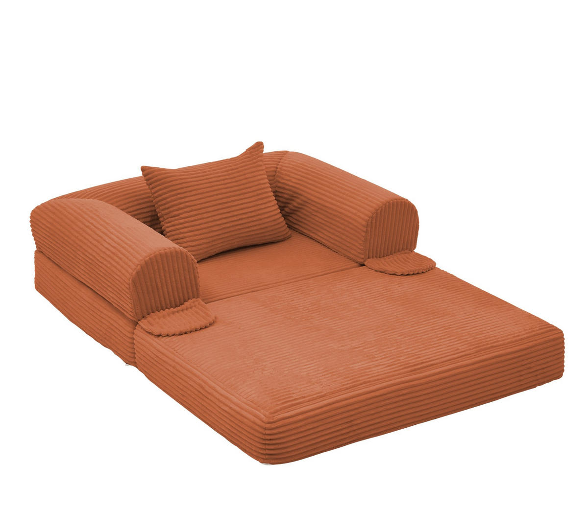 SCHLAFSOFA 2-in-1 Kord Orange mit Kissen - Orange, Kunststoff (85/65/120cm) - Meubliv