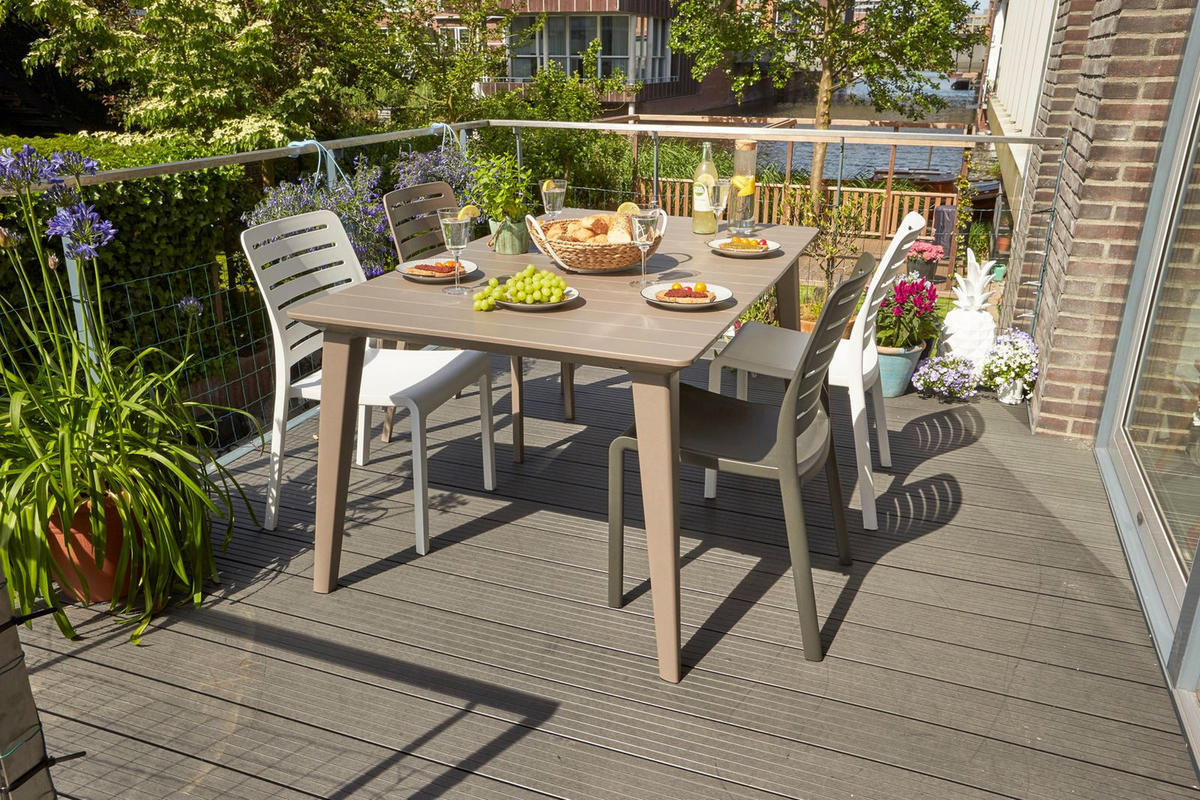 GARTENTISCH Lima Tisch in Cappuccino - Braun, Kunststoff (157/98/74cm) - Allibert