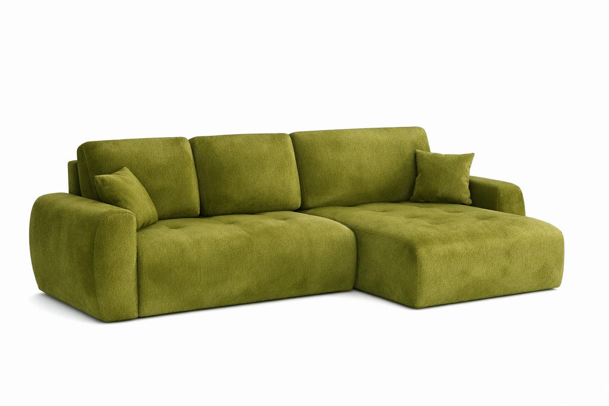 ECKSOFA Mit Schlaffunktion Und Bettkasten L-Form Ivo L, Veloursstoff Salvador, Olive, Rechts - Olivgrün, Holz (250/142cm) - Kaiser Möbel