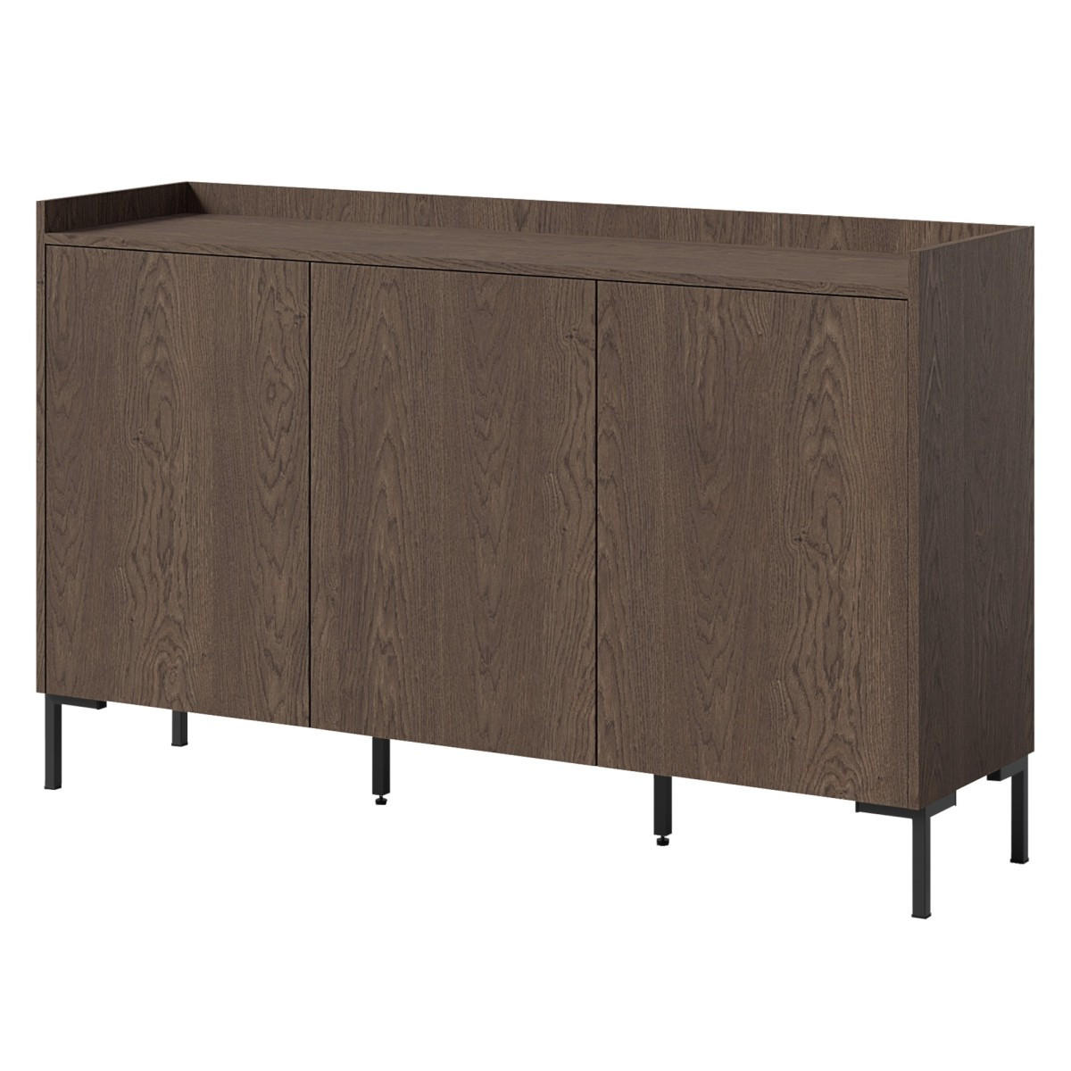 KOMMODE mit Klapptüren Liam 3D 150 Baltic Storm - Walnussfarben/Schwarz, Holzwerkstoff/Metall (150/92/41cm) - mzm24