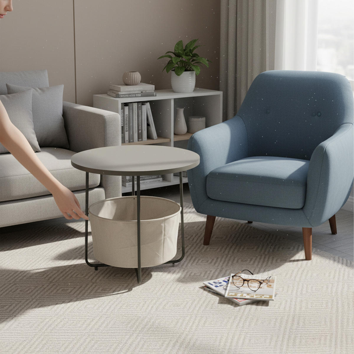 BEISTELLTISCH - Multicolor, Holzwerkstoff/Textil (45/45/50cm) - Relaxdays