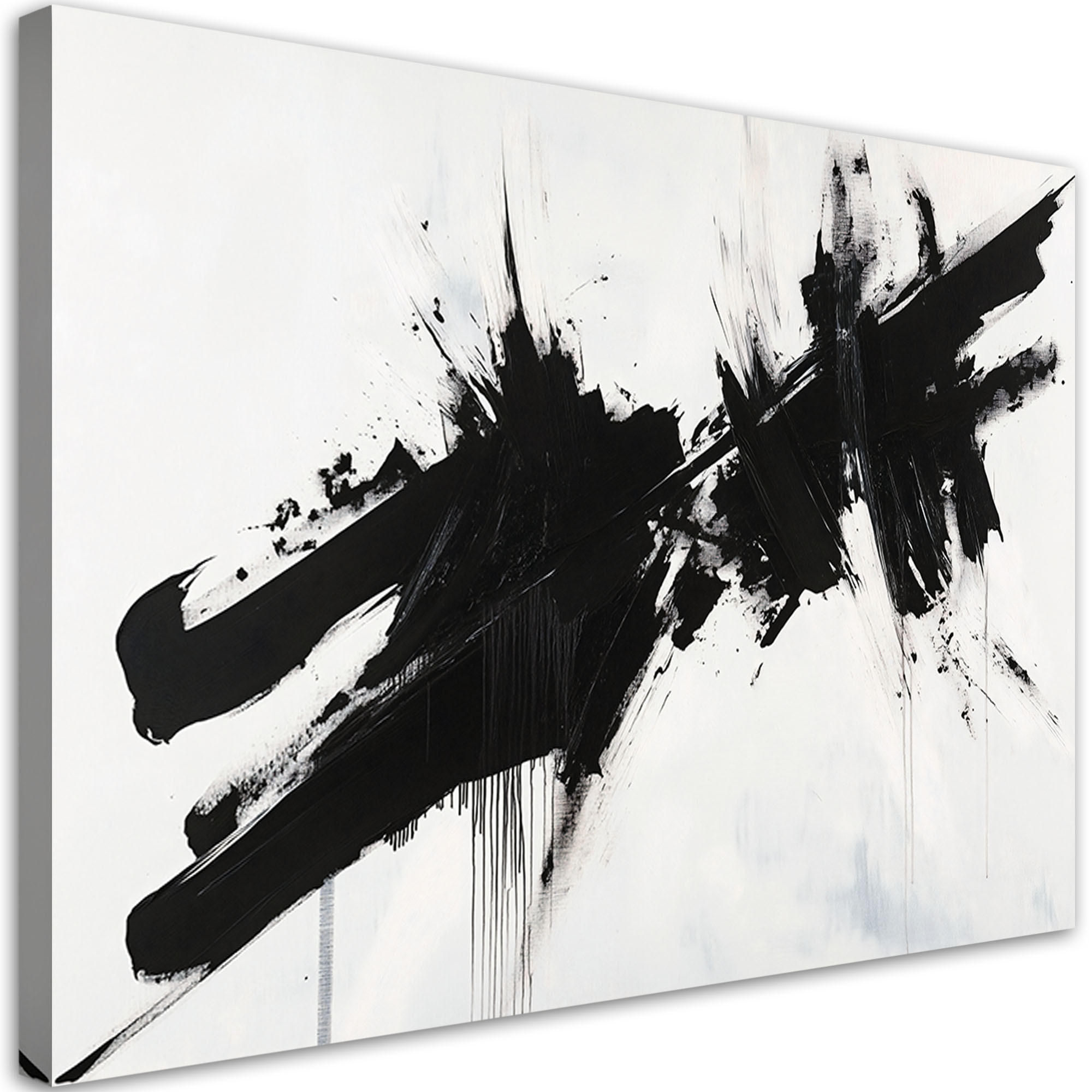 WANDBILD industrielle loft abstraktion schwarz und weiß - Schwarz, Textil (60/40cm) - Feeby