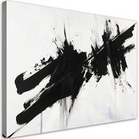 WANDBILD industrielle loft abstraktion schwarz und weiß - Schwarz, Textil (120/80cm) - Feeby