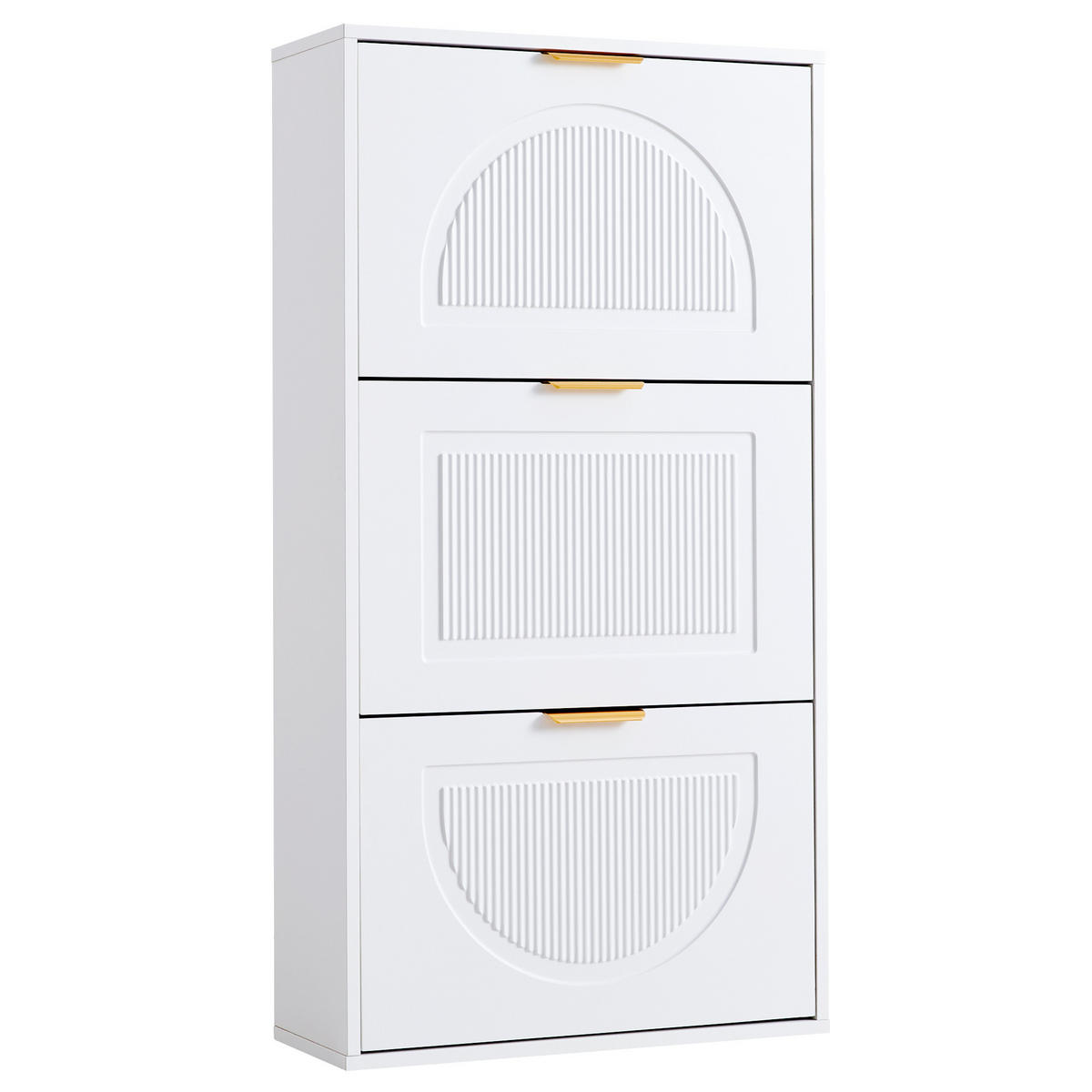 SCHUHSCHRANK aus MDF & Spanplatte 60x24x114cm in Weiß mit 3 Klappen - Weiß, Holzwerkstoff (60/114/24cm) - Modfu