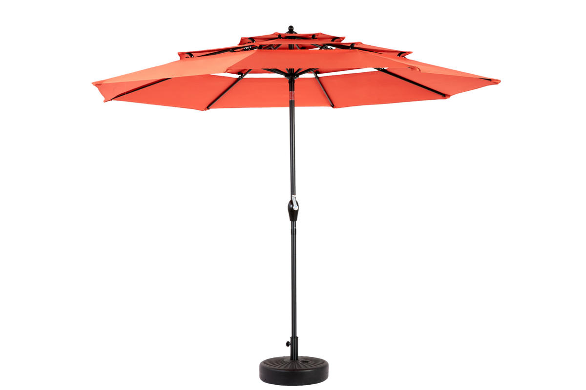 SONNENSCHIRM 300/300/250 cm orange aus Stahl mit Kurbel und Auto-Tilt - Orange, Holzwerkstoff (294/294cm) - OKWISH