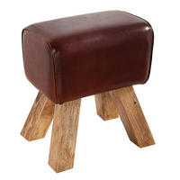 HOCKER TURNBOCK Mango Echtleder Coffee 45 cm - Braun, Mangoholz/Leder (40/45/30cm) - riess-ambiente