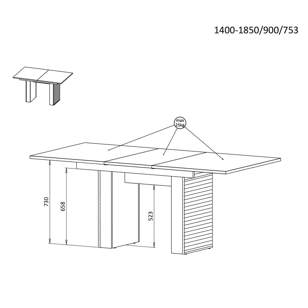 ESSTISCH Terra, Ausziehbarer Tisch 140-185/75 cm, Kaschmir/geölte Eiche - Kaschmir, Holzwerkstoff (75/140/90cm) - Beautysofa