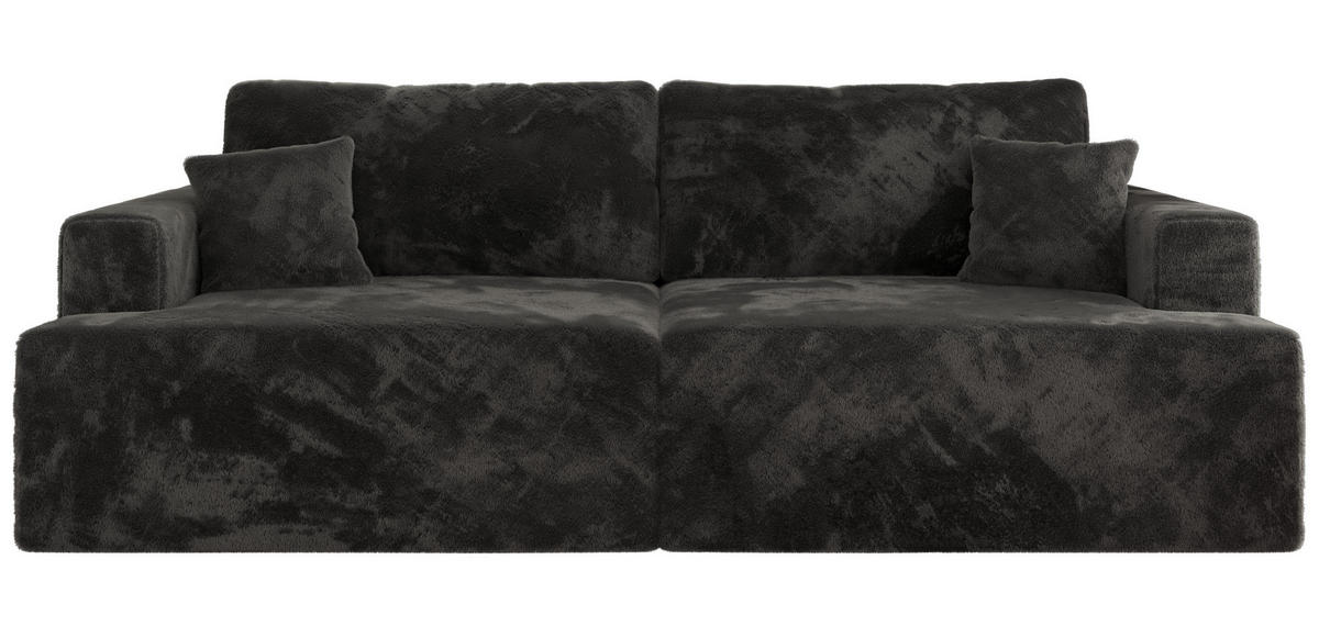 4-SITZER SOFA VIRELLA Dunkelgrau Plüsch - Dunkelgrau/Schwarz, Textil (240/88/115cm) - MKS