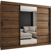 ŠATNÍ skříň s posuvnými dveřmi 200/250/62 3dveřová - černá/hnědá, dřevo/plast (250/200/62cm)