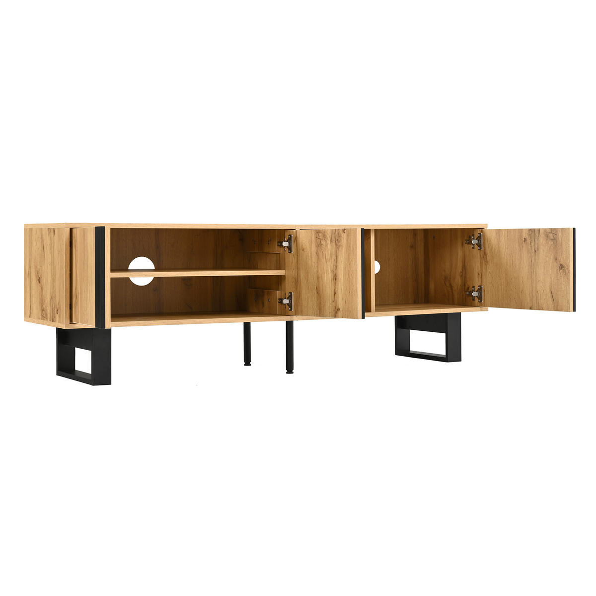 TV-SCHRANK 190/35/37 cm Weiß mit offene Ablagefächer und Hochglanzfronten - Weiß, Holzwerkstoff (275/37/35cm) - Oxeza