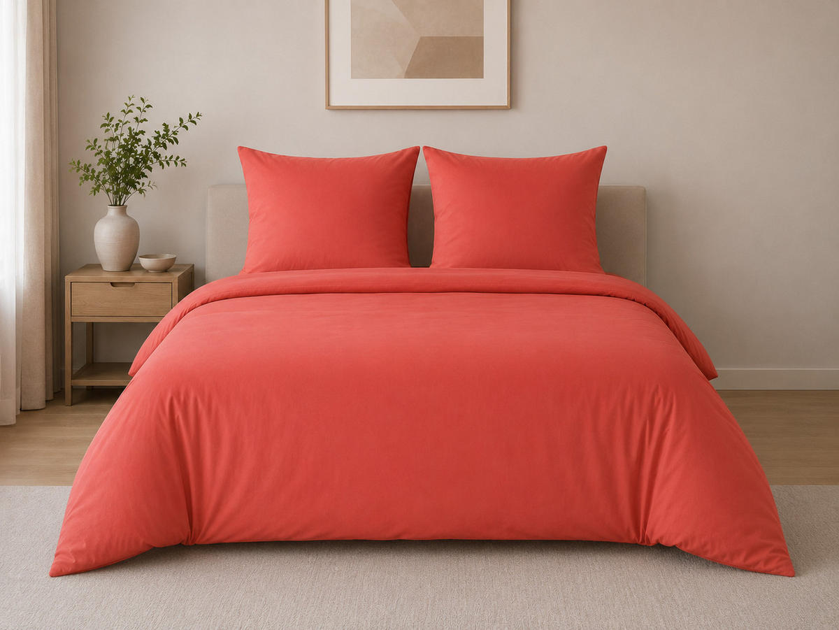 BETTWÄSCHE 3-teilig 200/200 cm UNI TERRACOTTA - Terracotta, Textil (200/200cm) - ROLFNERS