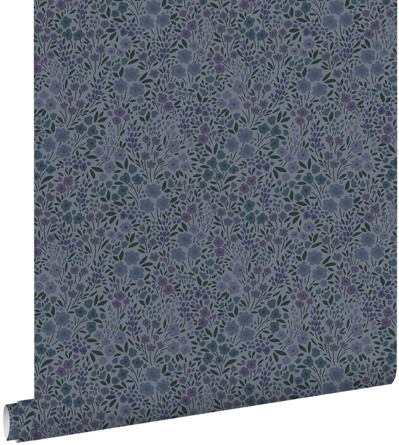 TAPETE Blumen 50 x 900 cm - Blau, Papier (50/0.1cm) - ESTAhome