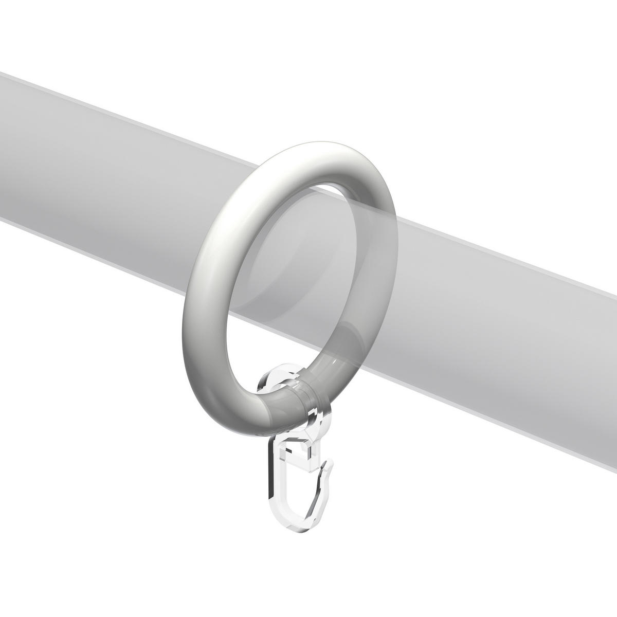 RUNDRINGE MIT FALTENHAKEN FÜR GARDINENSTANGEN 28 mm Ø, Weiß, Packung 10 Stück - Weiß, Kunststoff (28cm) - INTERDECO