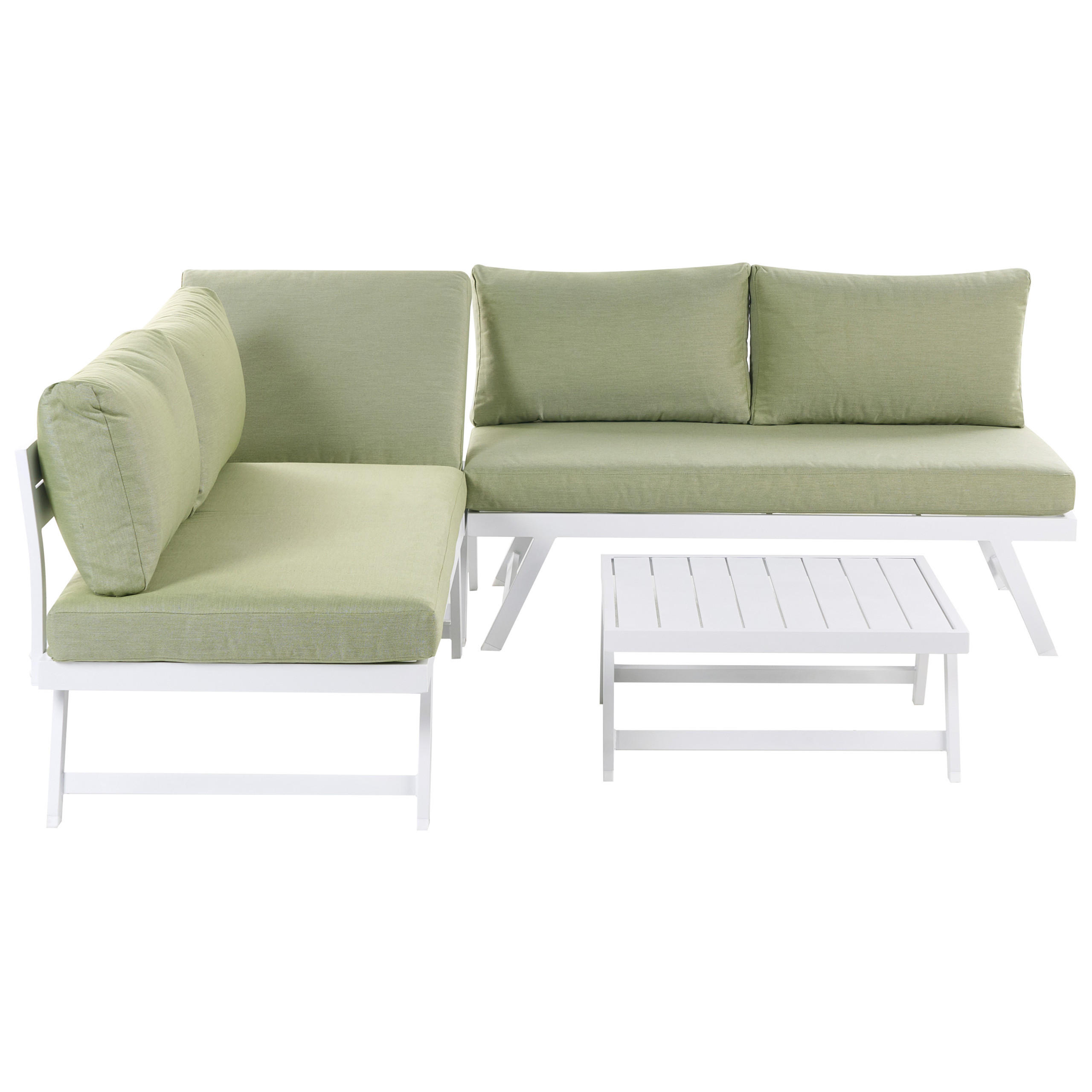 LOUNGE-SET 5-Sitzer Grün Coccorino - Weiß/Grün, Metall - Beliani