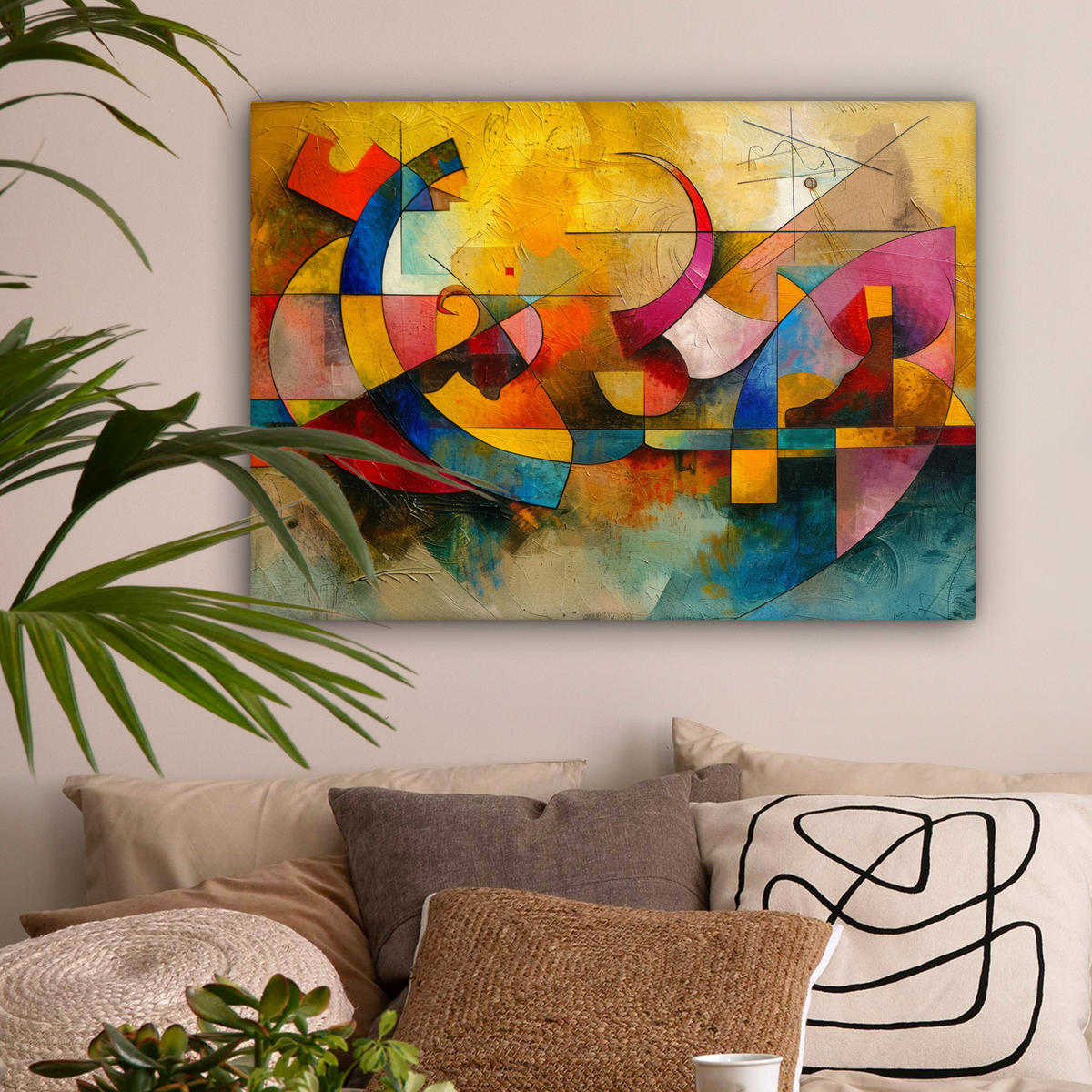 LEINWANDBILD Kunst - Abstrakt - Modern Wandbilder 80x60 cm - Gelb, Textil (80/60cm) - MuchoWow