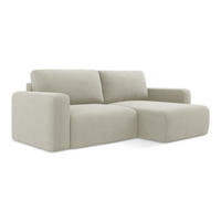 ECKSOFA mit Schlaffunktion rechts Strukturstoff Stoff Beige - Beige/Creme, Kunststoff/Textil (244/149cm) - Makamii