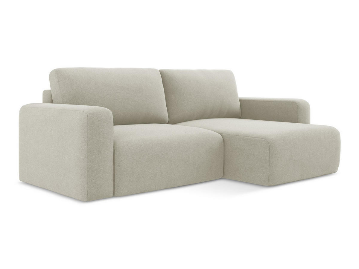 ECKSOFA mit Schlaffunktion rechts Strukturstoff Stoff Beige - Beige/Creme, Kunststoff/Textil (244/149cm) - Makamii