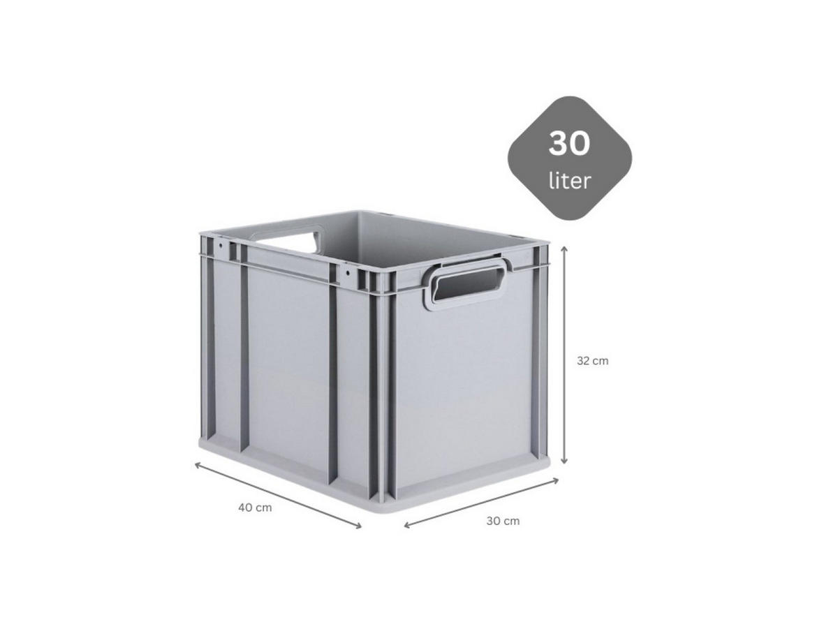 EUROBOX 5x Nextgen Economy Griffe Offen 32x30x40cm 30 Liter - Grau, Kunststoff (30/32/40cm) - PROREGAL