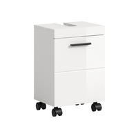 WASCHBECKENUNTERSCHRANK auf Rollen NOVA (B/H/T: ca. 40/58/30 cm) in Weiß/weiß hochglanz - Weiß, Holzwerkstoff (40/58/30cm)