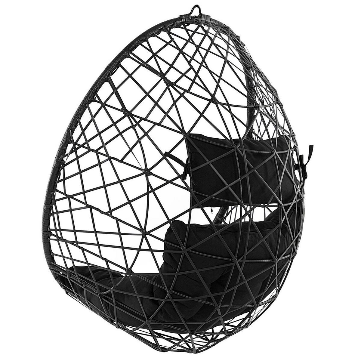 HÄNGESESSEL PE Rattan schwarz 94 cm Alatri - Schwarz, Kunststoff (94/108/96cm) - Beliani