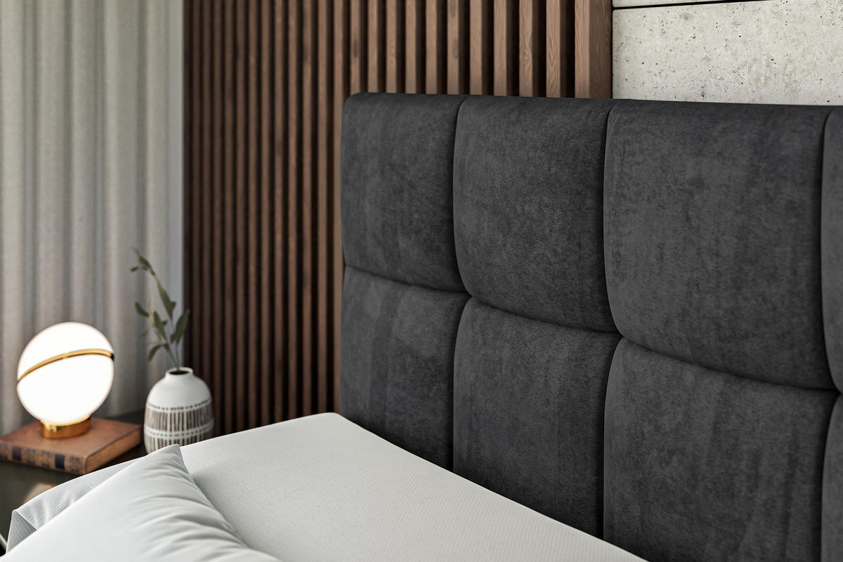 BOXBETT mit H4-Matratze und Lattenrost - RICAR - 120x200 Schwarz - Schwarz, Holzwerkstoff (120/200cm) - ALTDECOR