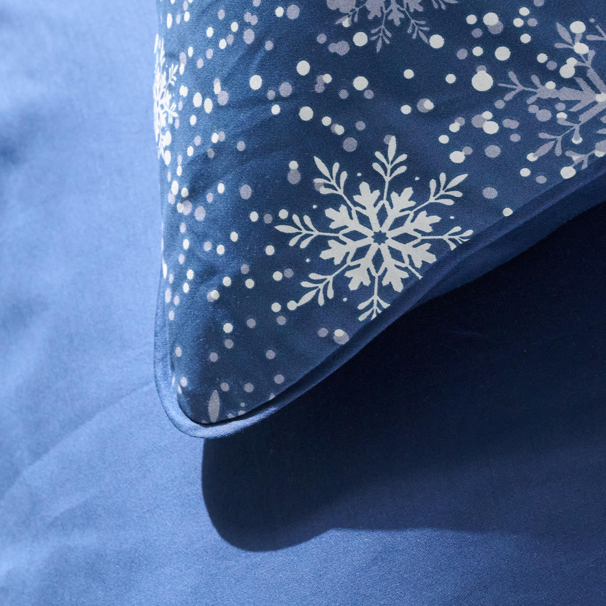BETTWÄSCHE Satin SNOWF, 160x200 cm, Dunkel Blau, Winter Weihnachten Bettbezug, Weihnachtsdeko, Christmas, Weihnachtsmotiv - Dunkelblau, Textil (160/200cm) - home&you