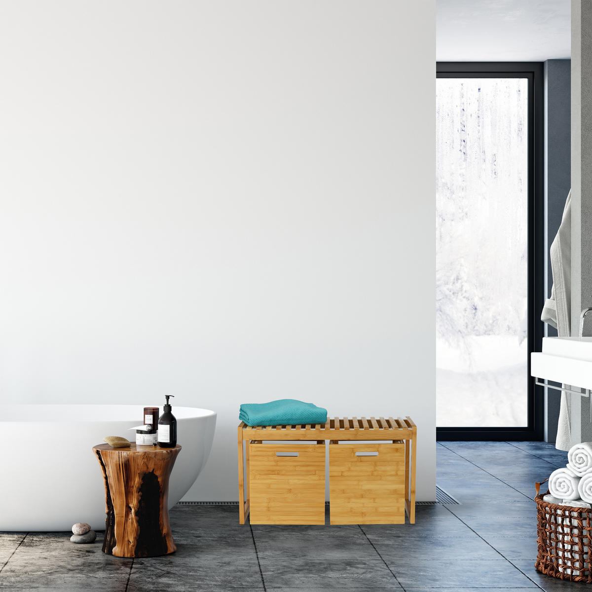 SITZBANK - Hellbraun, Holz (80/44.5/40cm) - Relaxdays