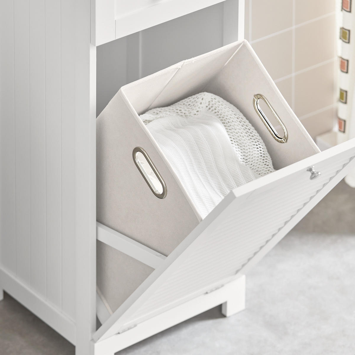 WÄSCHESCHRANK Weiß - Weiß, Holzwerkstoff (40/90/38cm) - SoBuy