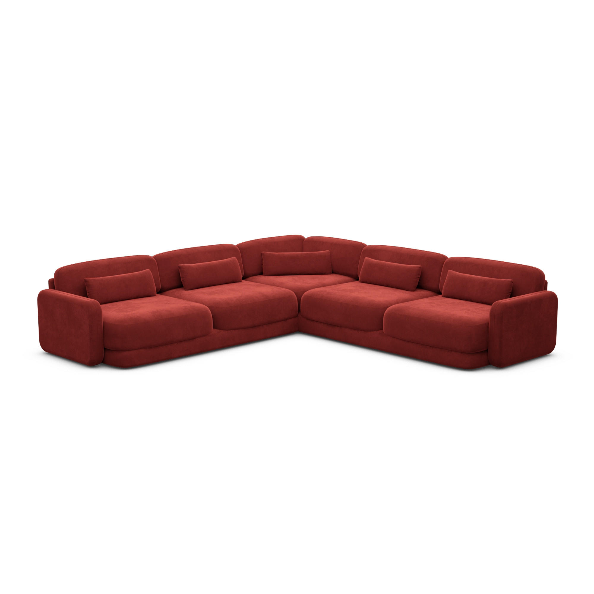 ECKSOFA Valencia L Form Samtstoff Rot - Rot, Textil (229/229cm) - Sofa Dreams