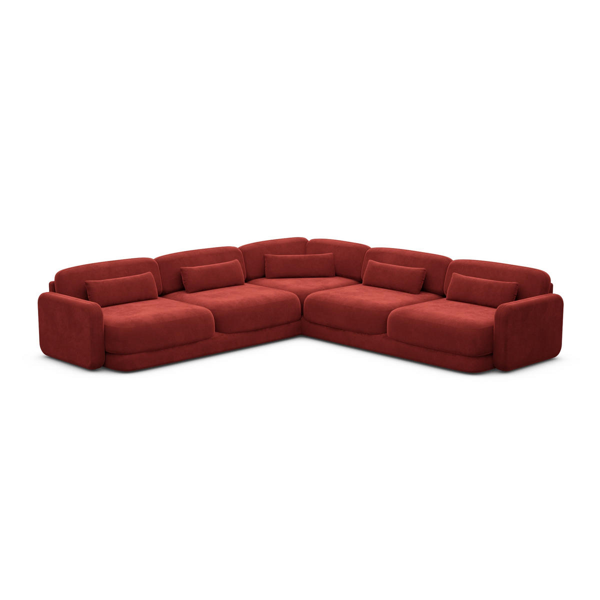ECKSOFA Valencia L Form Samtstoff Rot - Rot, Textil (229/229cm) - Sofa Dreams