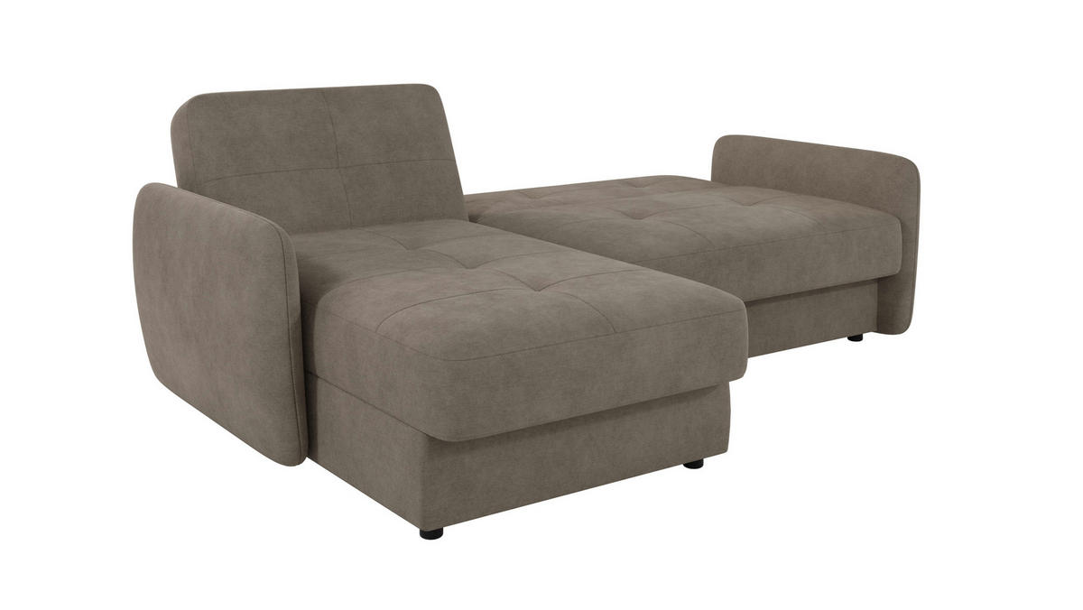 ECKSOFA Lupo Dunkelbeige Mikrofaser - Beige/Schwarz, Holz/Kunststoff (232/147cm) - S-Style Möbel