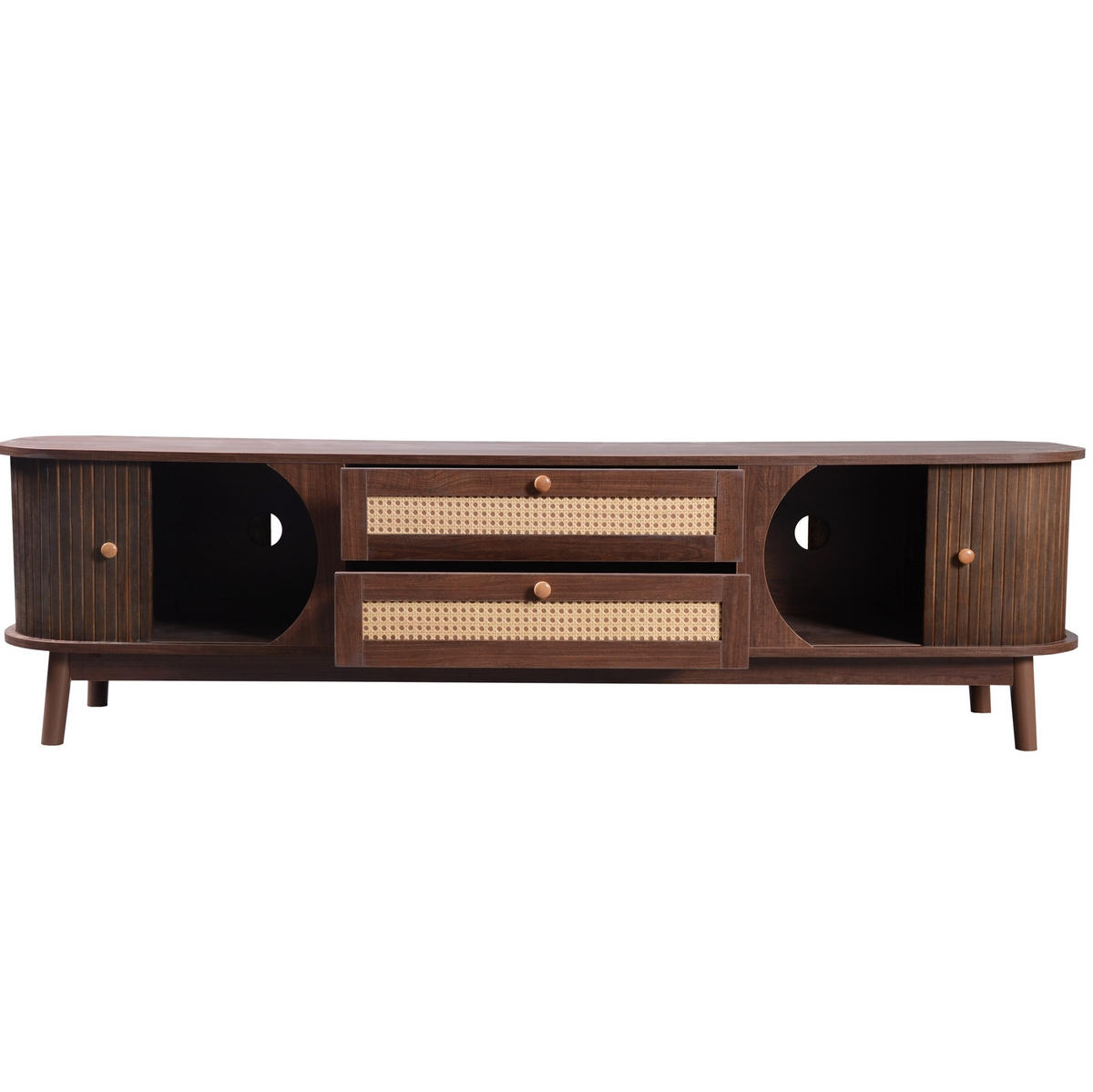 TV-SCHRANK mit Türen und Schubladen 170 cm MDF Natural - Braun, Holzwerkstoff (39.5/46/170cm) - Beauniv