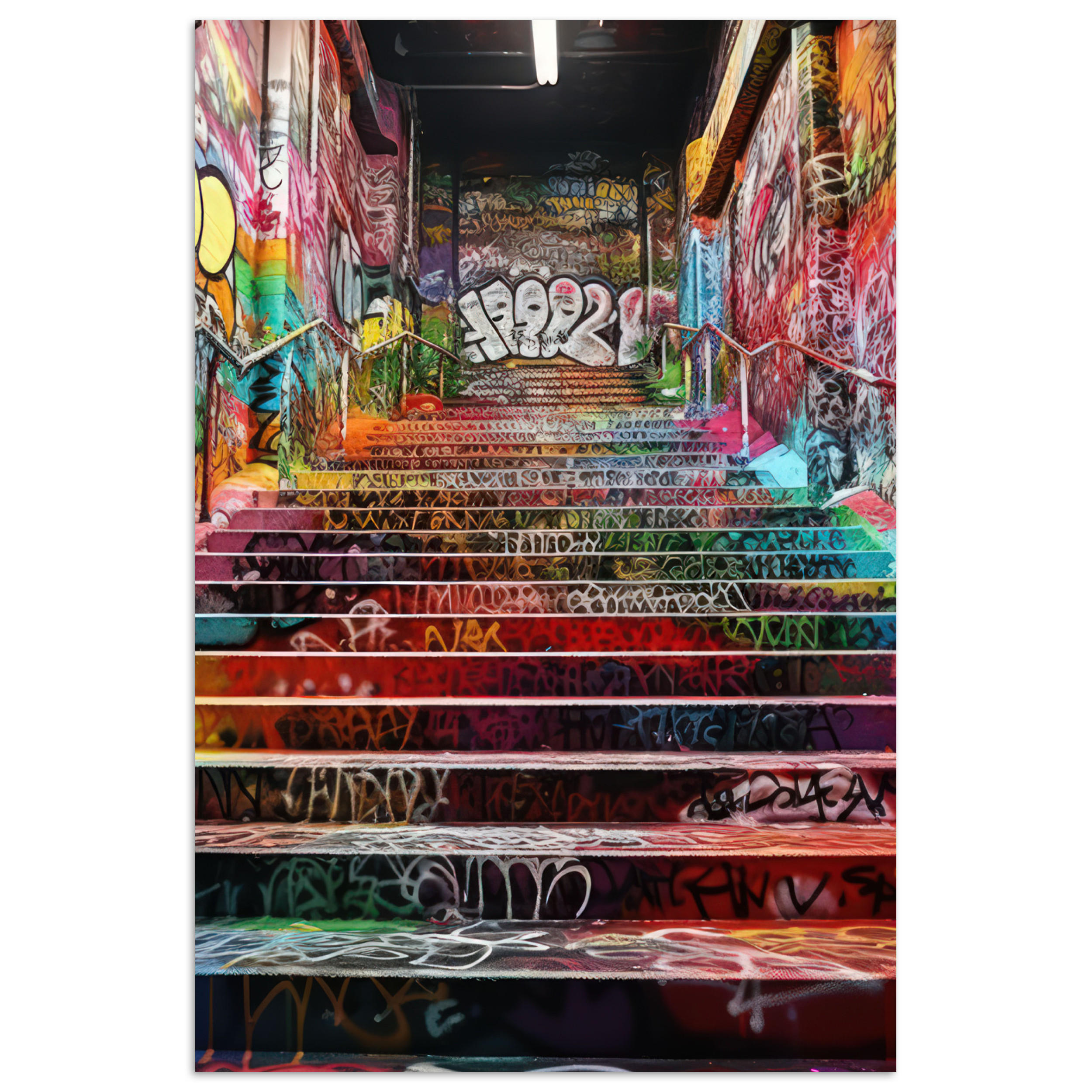 POSTER Treppe - Graffiti - Farben - Kunst 20x30 cm - Multicolor, Papier (20/30/0.1cm) - MuchoWow
