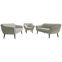 SEDACIA ZOSTAVA 3+3+1 PIRS - Svetlosivá Štruktúrovaná látka - Čierne nohy - čierna/svetlosivá, kompozitné drevo/textil (180/75/74cm) - MKS