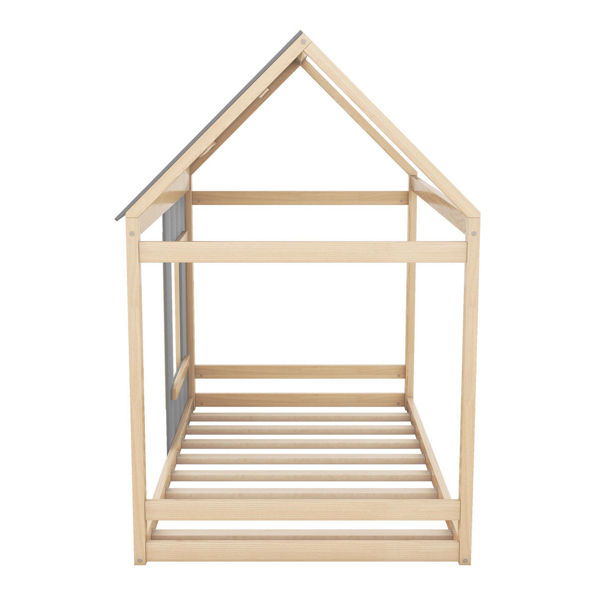 HAUSBETT 90/200 cm Natur, Grau - Naturfarben, Holz - Raumix