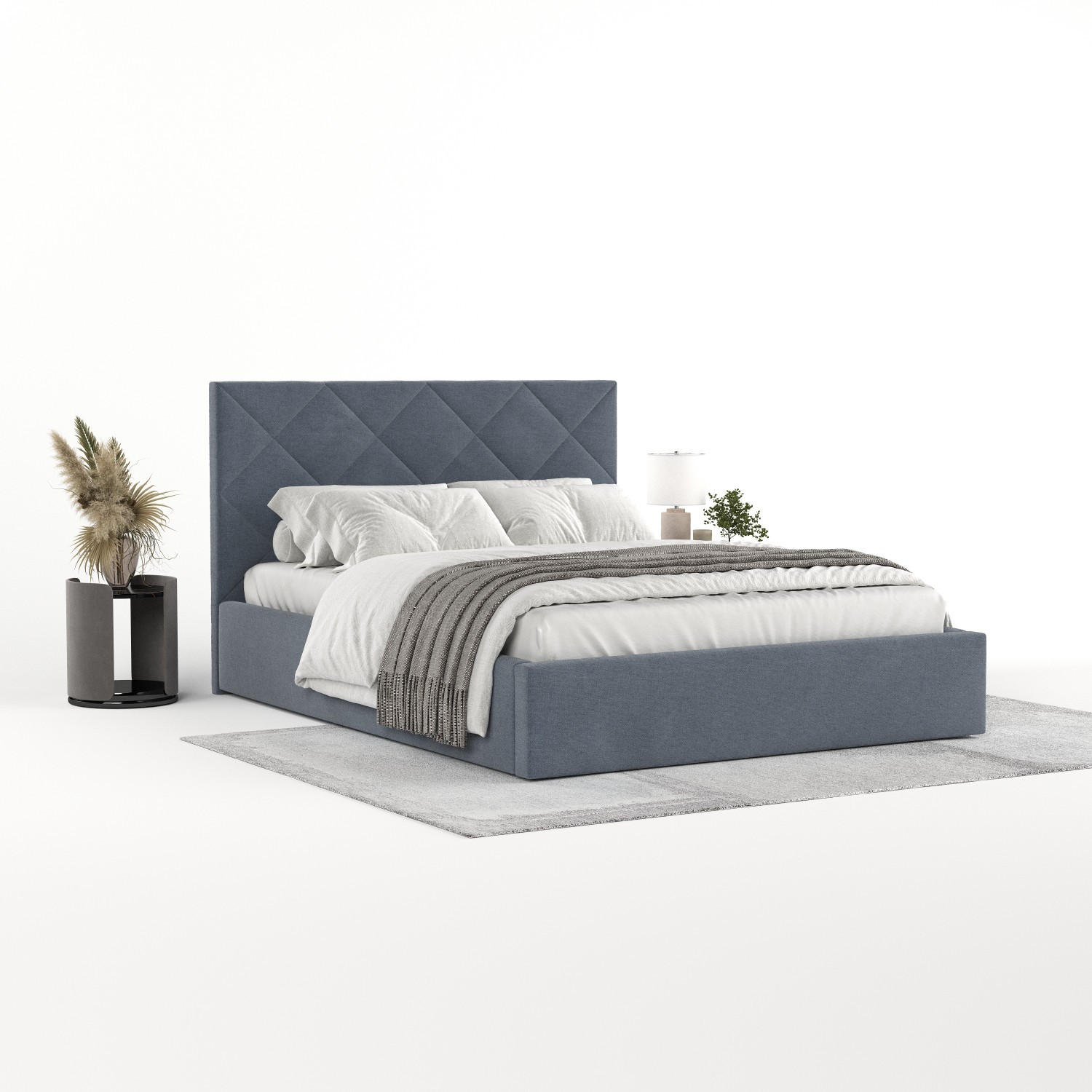 POLSTERBETT Torno 180/200 cm Blau im Asti Stoff - Blau/Schwarz, Holz/Holzwerkstoff (180/200cm) - AltaBeds