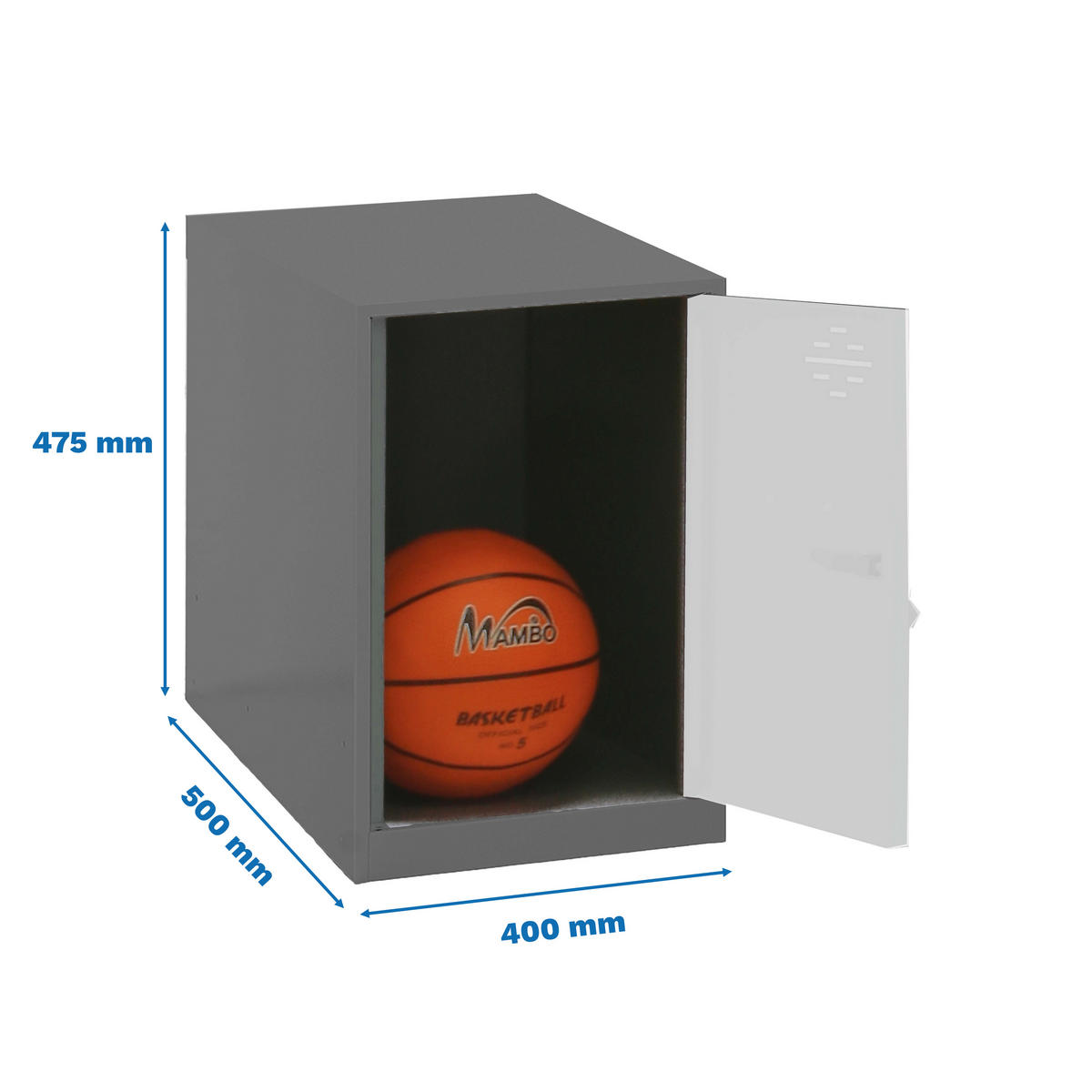 SCHLIESSFACHWÜRFEL Amego HxBxT 47,5x40x50 cm Ohne Standfüße Weiß-Anthrazit Spind - Weiß, Metall (40/47.5/50cm) - PROREGAL