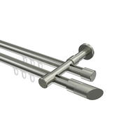 INNENLAUF-GARDINENSTANGEN-SET Prestige Verano 260 cm (geteilt in 2 x 130 cm), 2-läufig, 20 mm Ø Edelstahl-Optik - Edelstahlfarben/Silberfarben, Metall (260cm) - INTERDECO