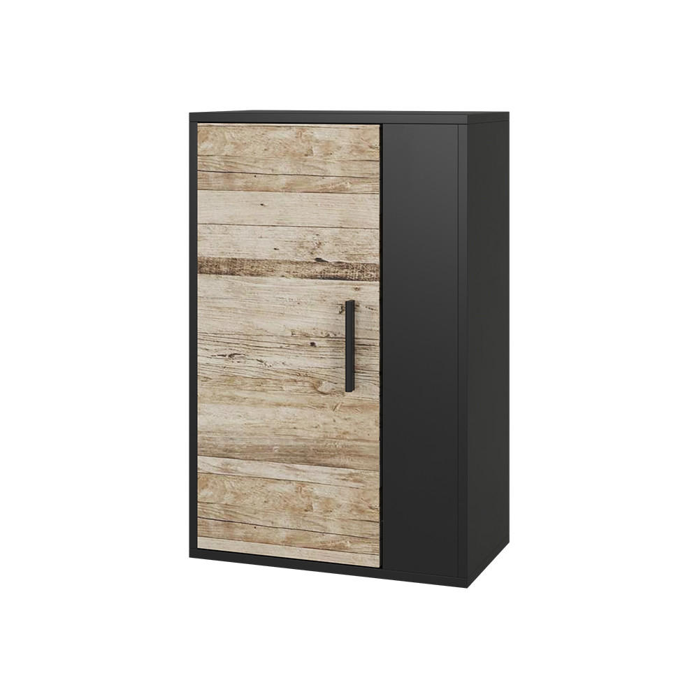 NÁSTĚNNÁ POLICE Berno Černý/pískový dub - černá/Sonoma dub, kompozitní dřevo (50.1/78.4/28.3cm) - Vicco