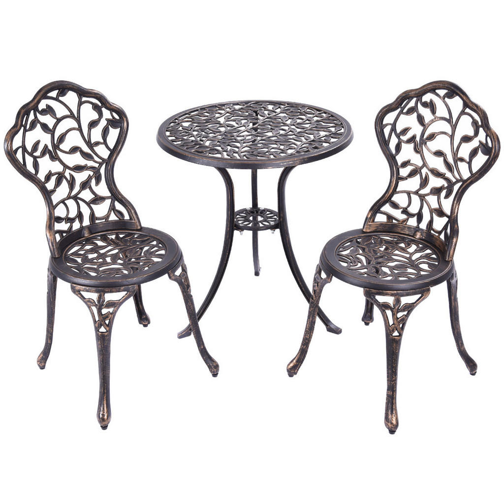 COSTWAY SEDACÍ SADA Antik Bistro set Balkonový set Měď (3dílný)