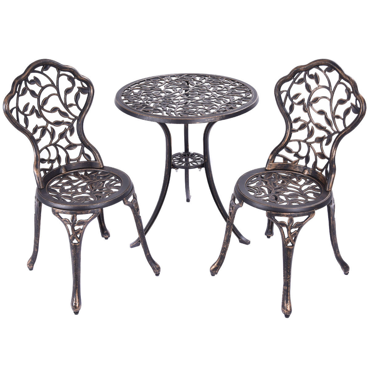 SITZGRUPPE Antik Bistroset Balkonset Kupfer(3-teilig) - Kupferfarben, Metall - COSTWAY