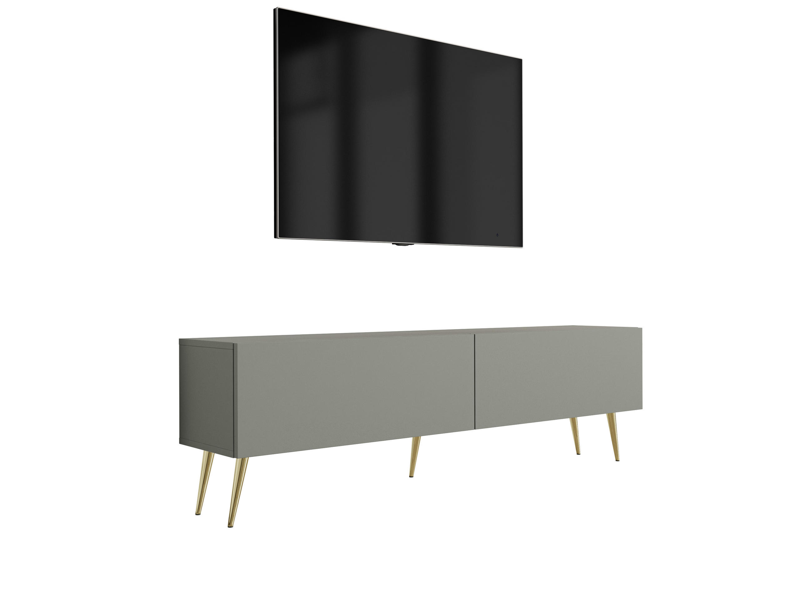 3XE Living Tv-Schrank Grün, Gold 140x52x32 cm