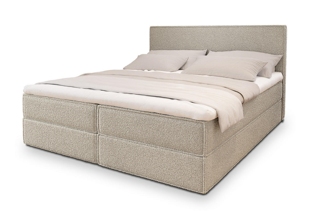 BOXBETT PELLIO 160x200 cm mit Matratze und Topper - Beige - Beige, Holz (160/200cm) - MASSENO