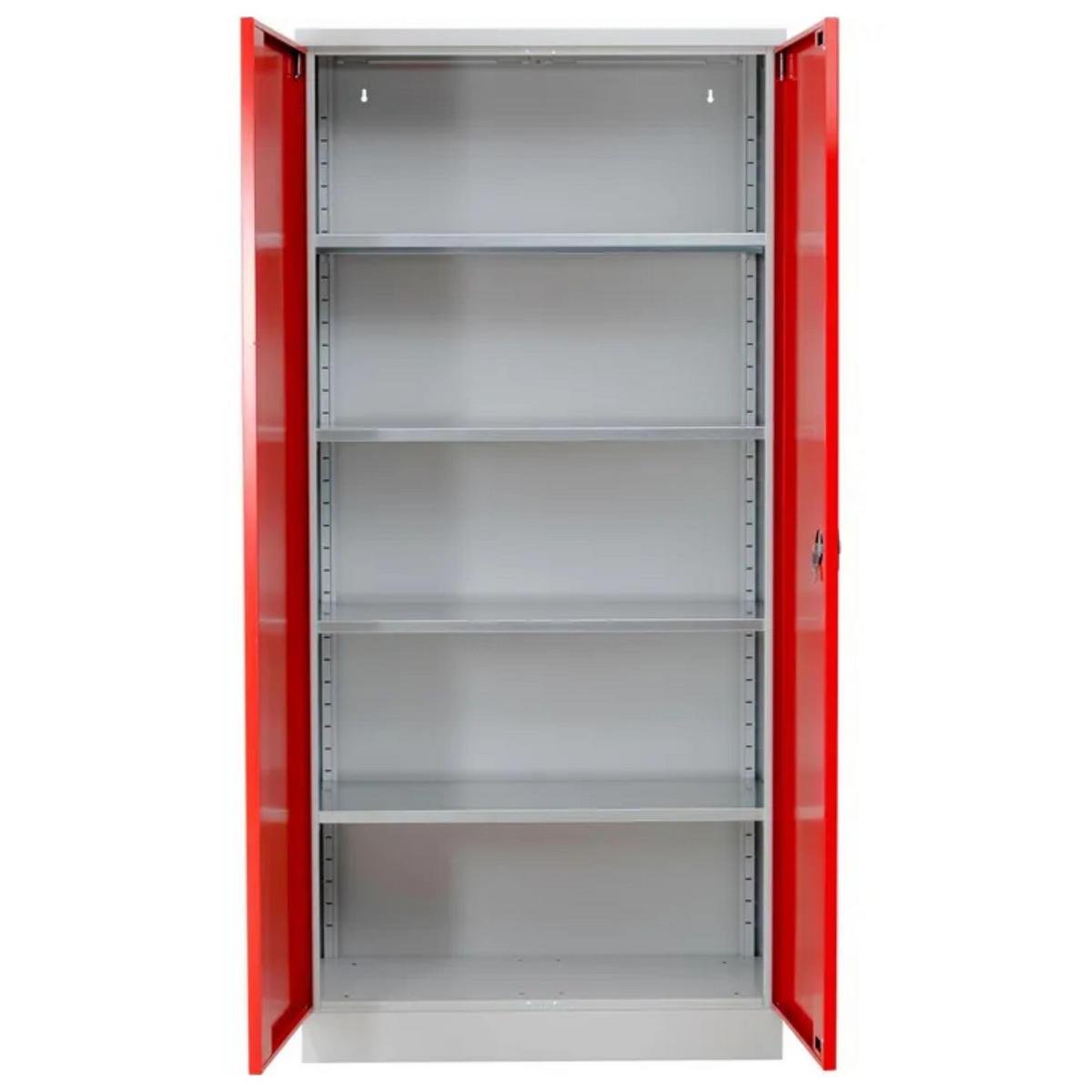 STAHLSCHRANK Bee mit 6 verzinkten Fachböden 195x92x50 cm Korpusfarbe Lichtgrau Frontfarbe Feuerrot - Rot, Metall (92/195/50cm)